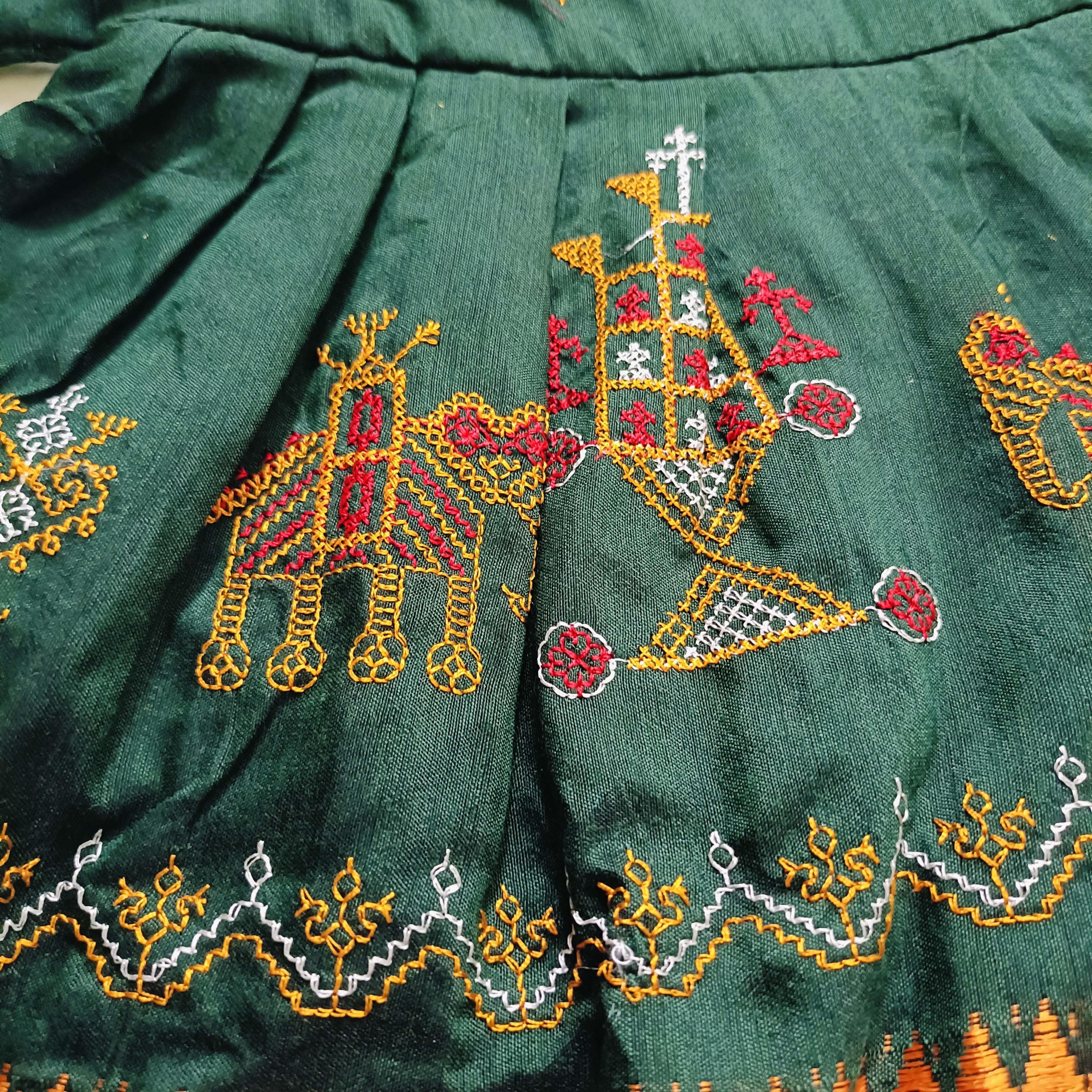 Ethnic dresses for baby girl | Kashida | Dark Green