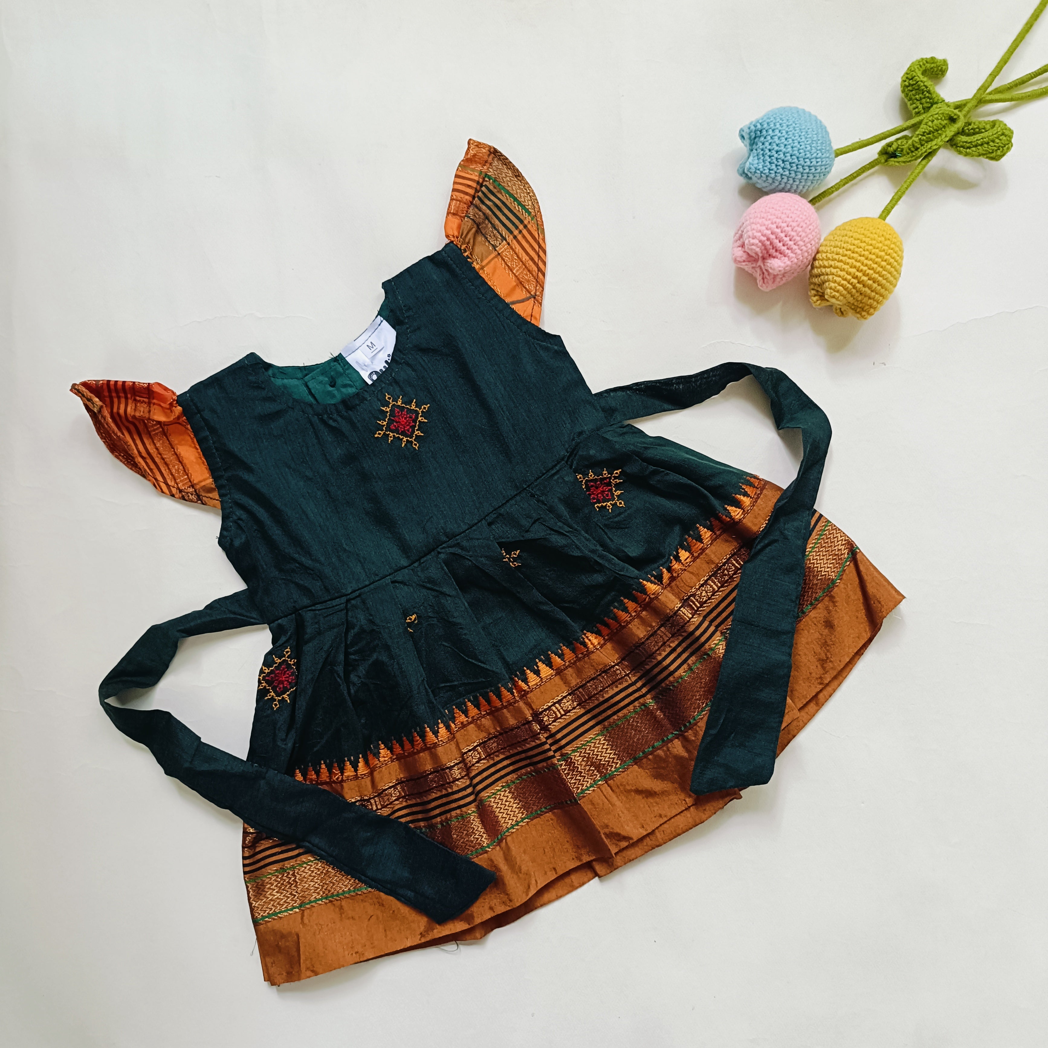 Ethnic dresses for baby girl | Kashida | Dark Green