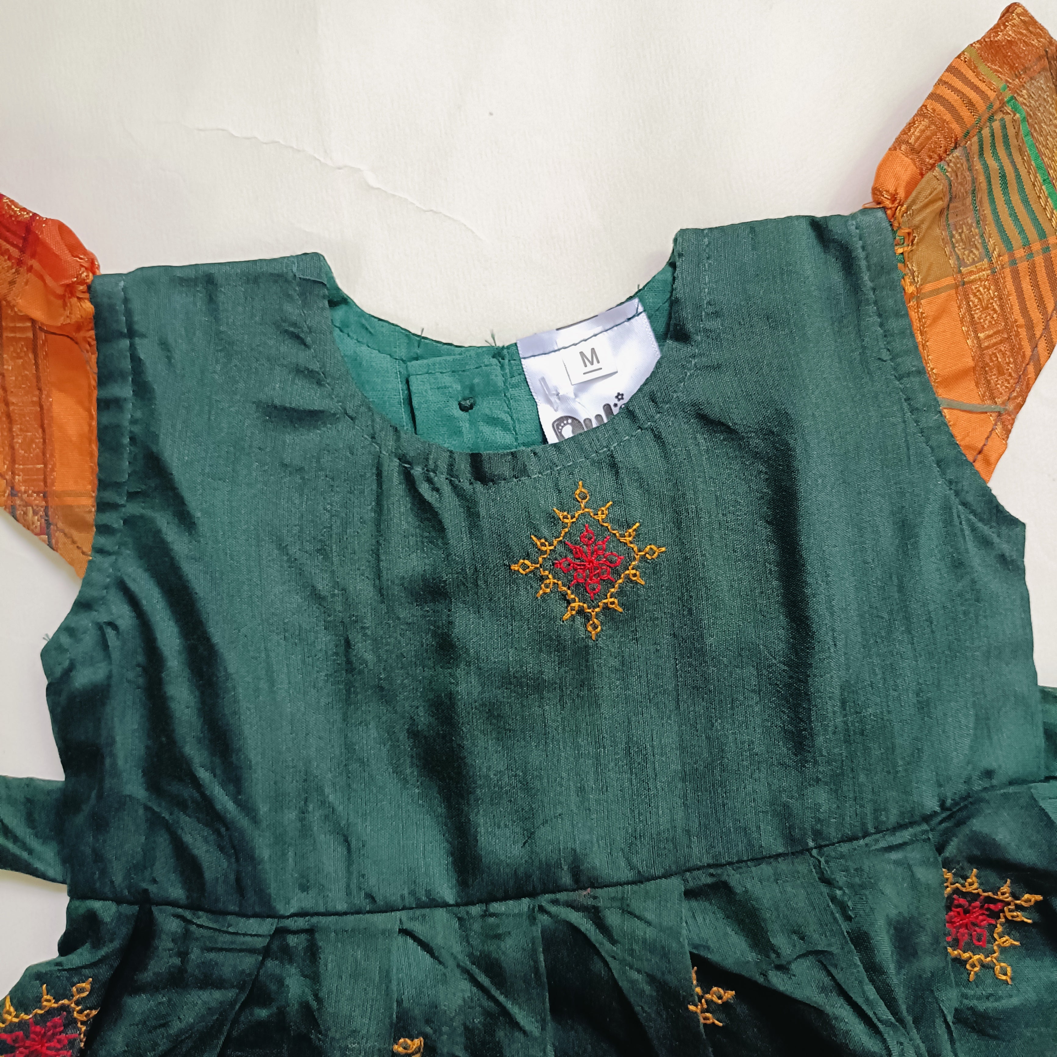 Ethnic dresses for baby girl | Kashida | Dark Green