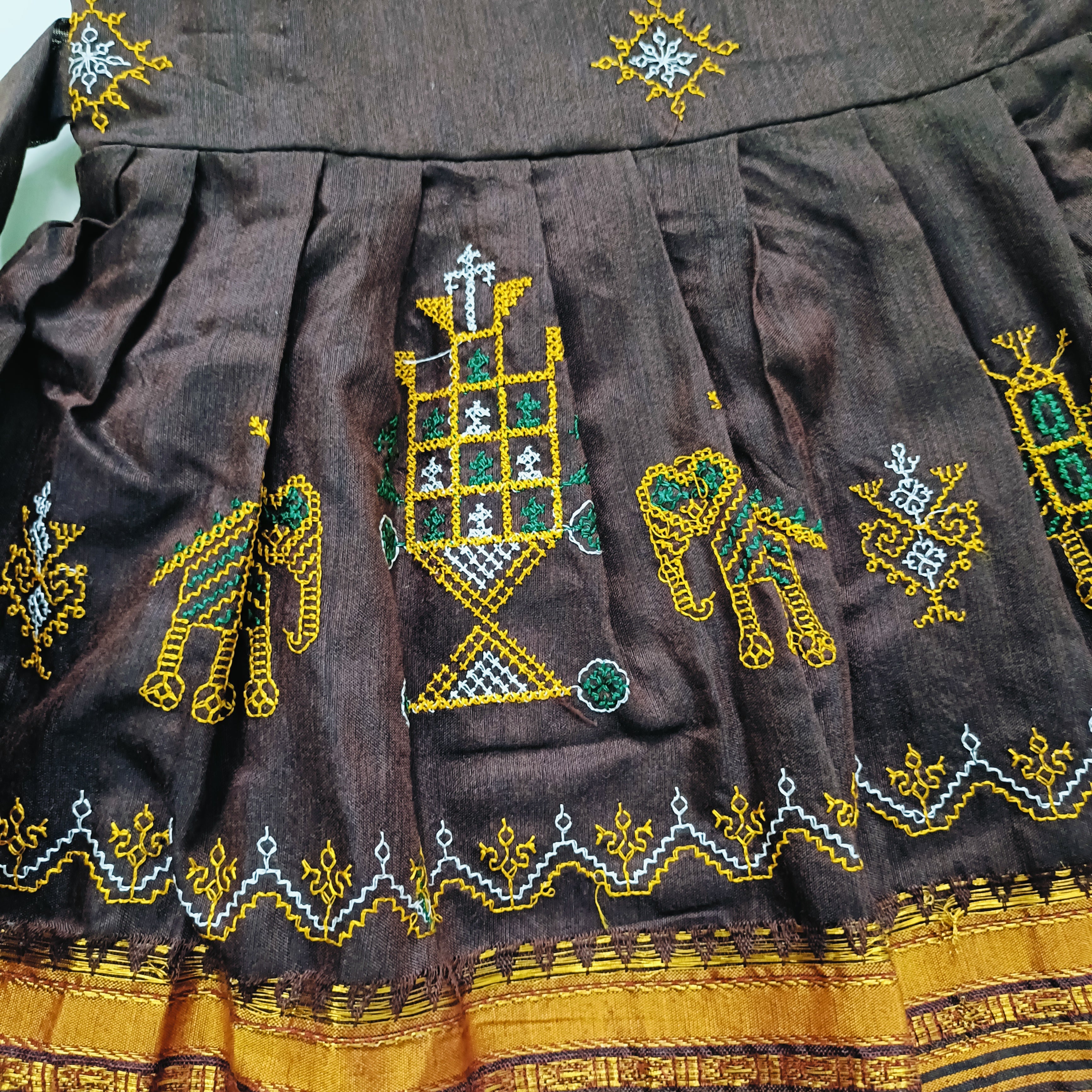 Ethnic dresses for baby girl | Kashida | Coffee Brown