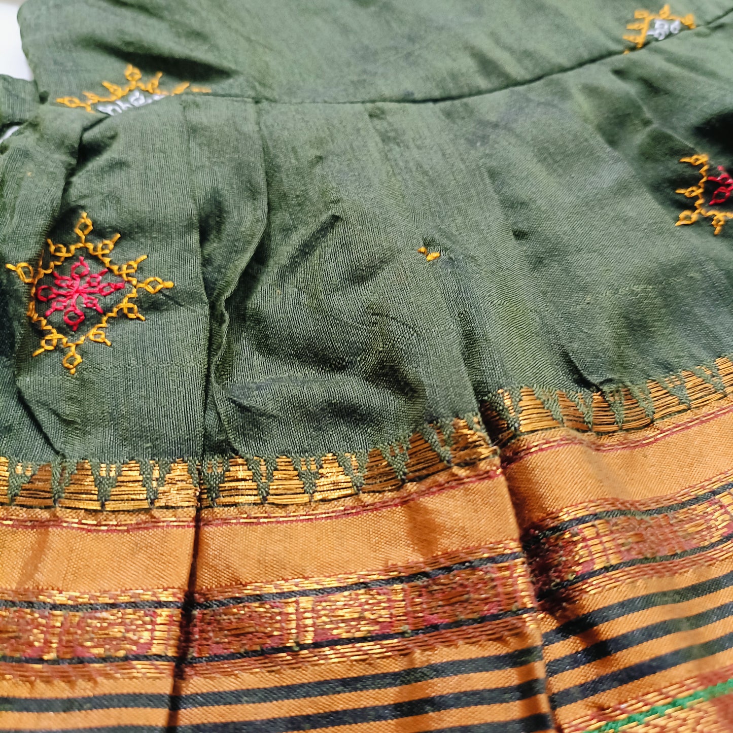 Ethnic dresses for baby girl | Kashida | Olive Green