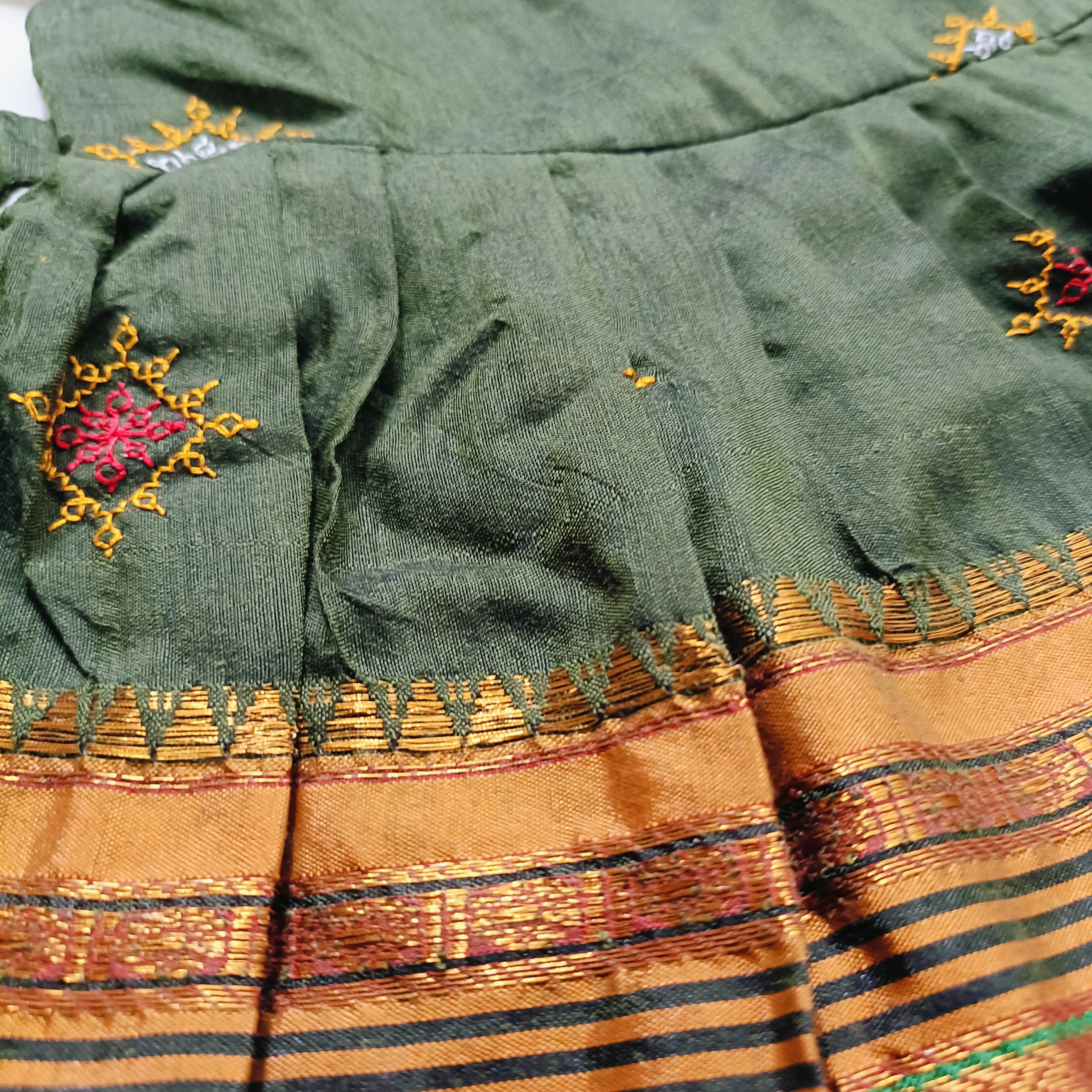 Ethnic dresses for baby girl | Kashida | Olive Green
