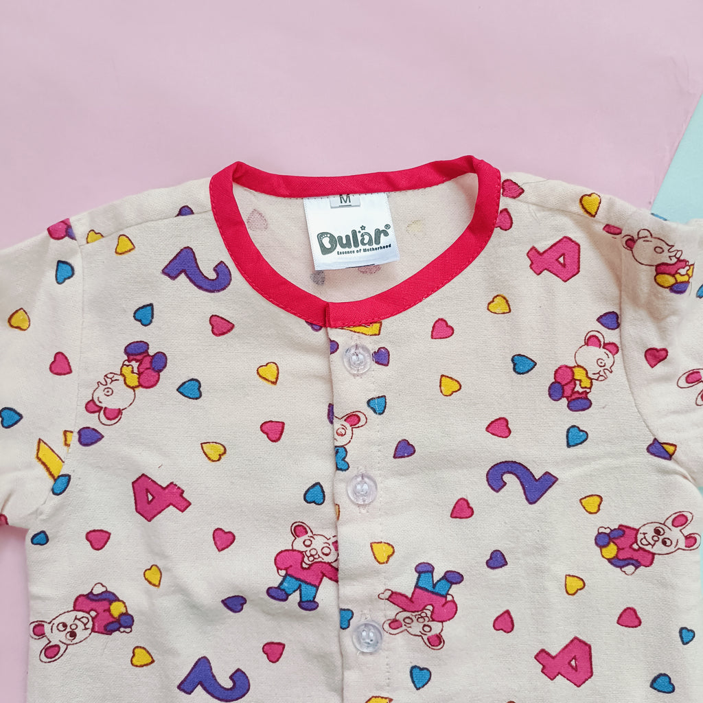 Flannel Night Suits for Kids |Pink Number