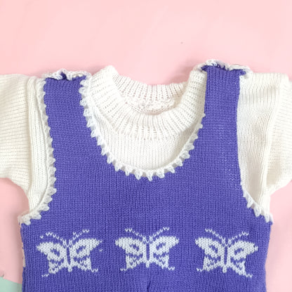 Baby Sweater | Woolen Romper | Lavender with Butterfly
