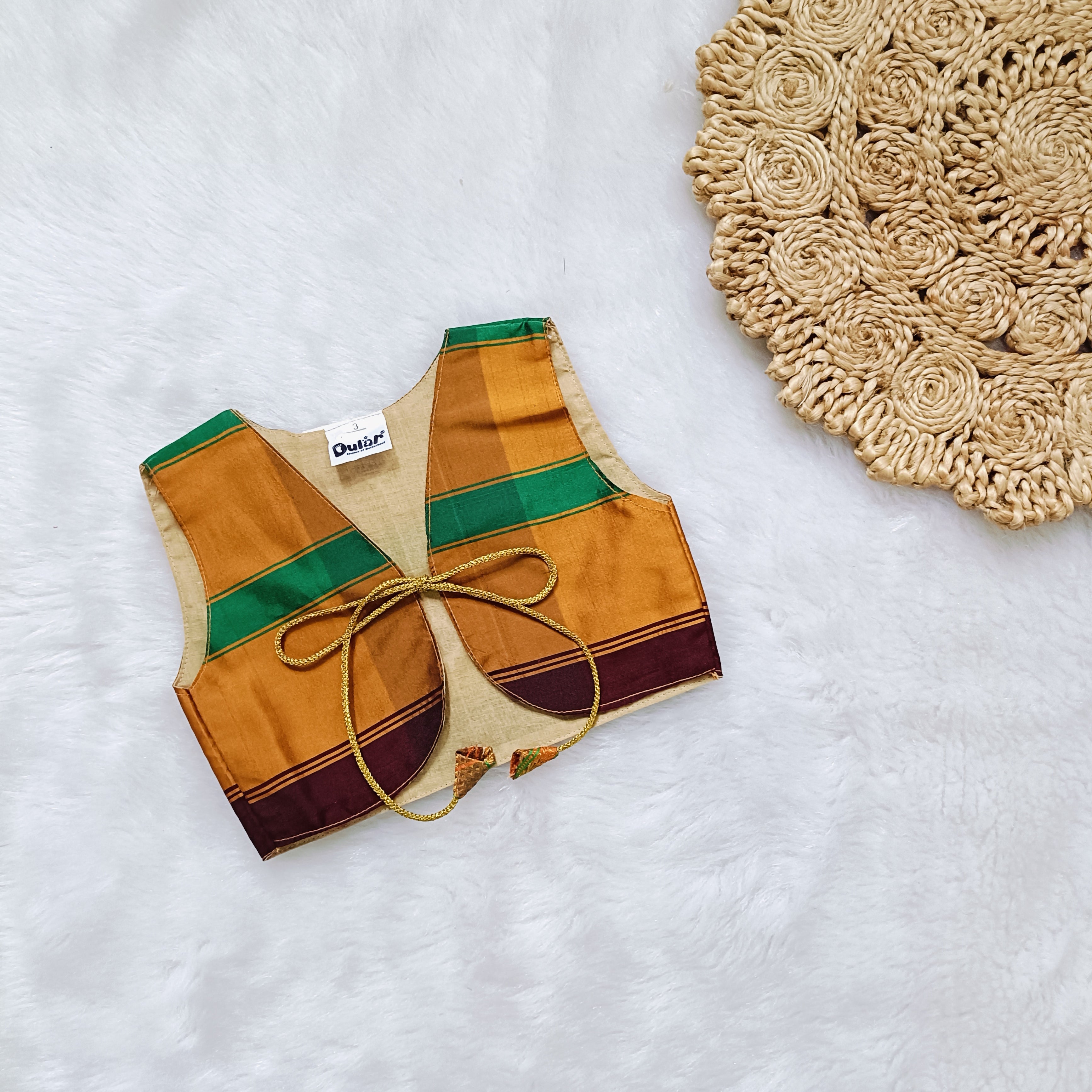 Ethnic dresses for baby girl | Kashida | Olive Green & Green Ochre Kashida Base