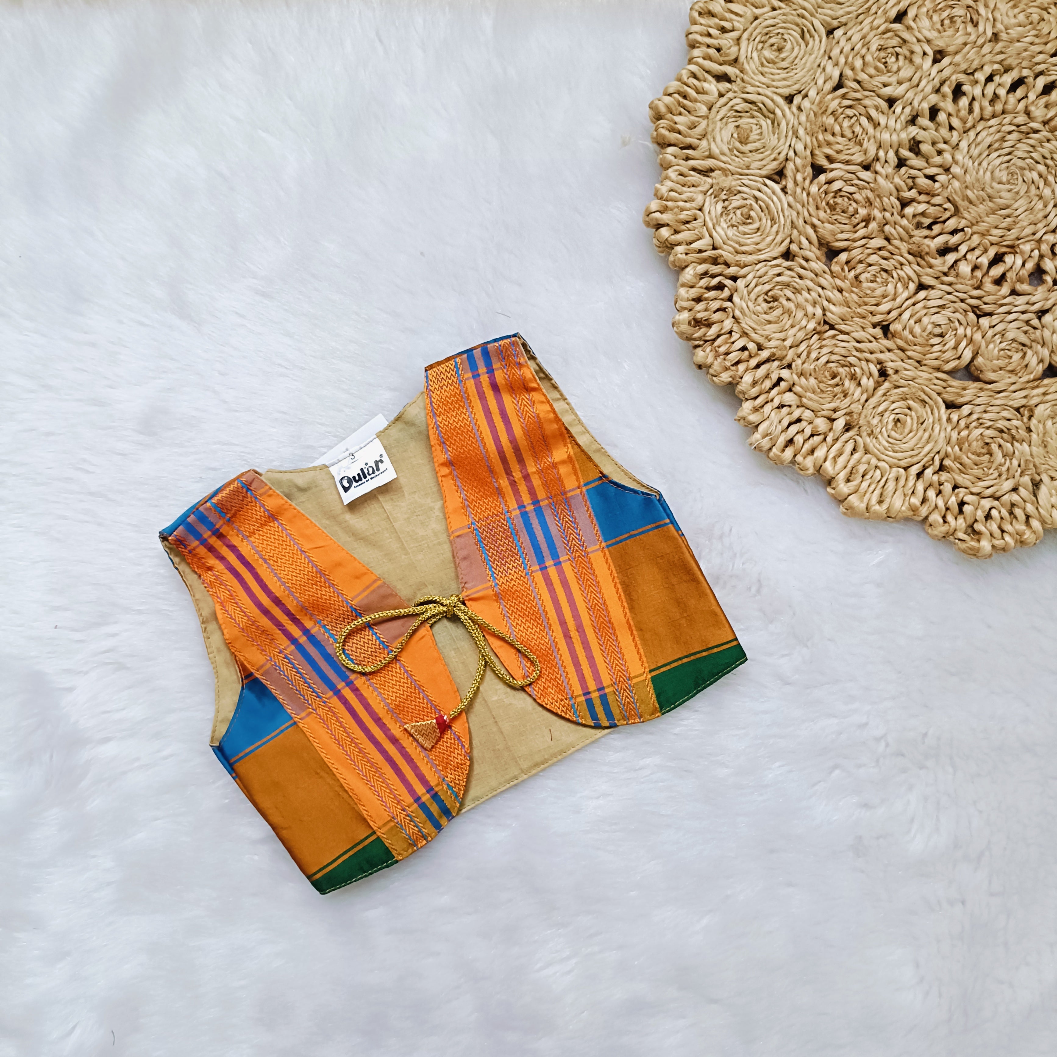 Ethnic dresses for baby girl | Kashida | Voilet & Orange Blue & Kashida Base