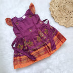 Ethnic dresses for baby girl | Kashida | Purple & Pink Zari & Assorted Base