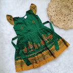 Ethnic dresses for baby girl | Kashida | Green & Green Zari & Assorted Base