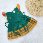 Ethnic dresses for baby girl | Kashida | Peacock Green & Green Zari & Assorted Base