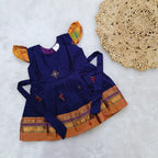 Ethnic dresses for baby girl | Kashida | Voilet & Orange Zari & Kashida Base