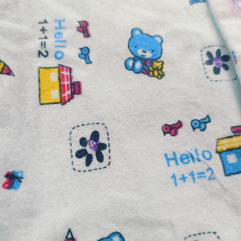 Flannel Front Open Jhabla | Blue Hello Teddy