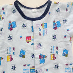 Flannel Front Open Jhabla | Blue Hello Teddy