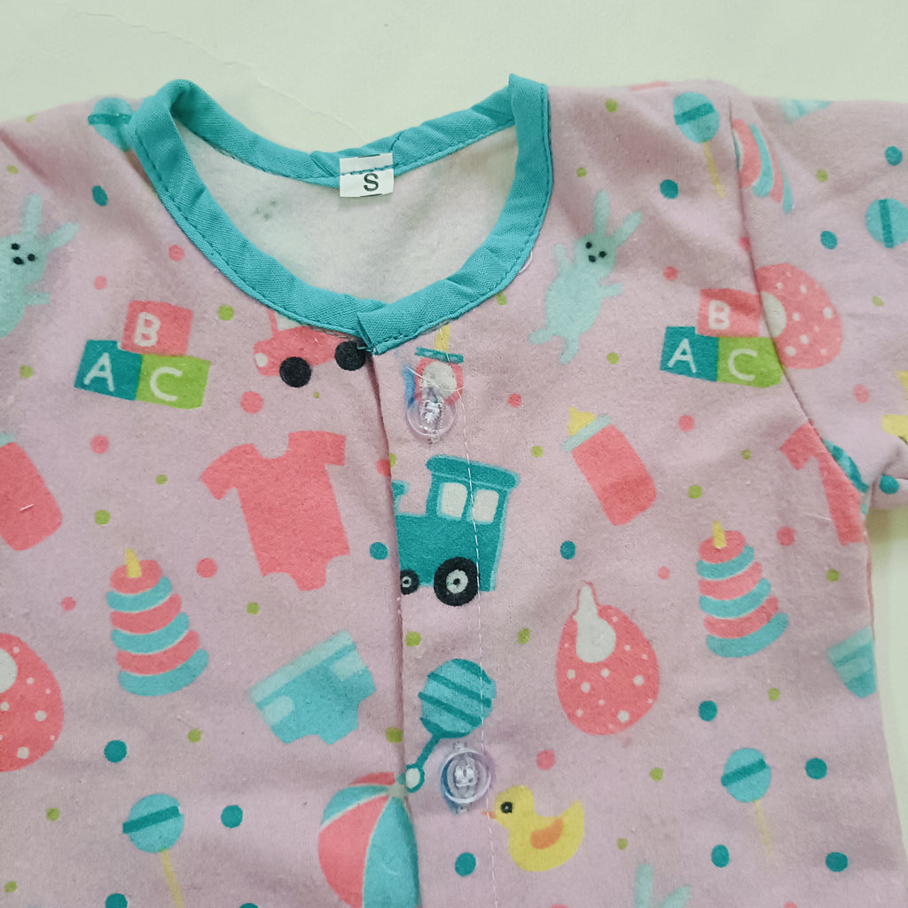 Flannel Front Open Jhabla | Pink Vehicle