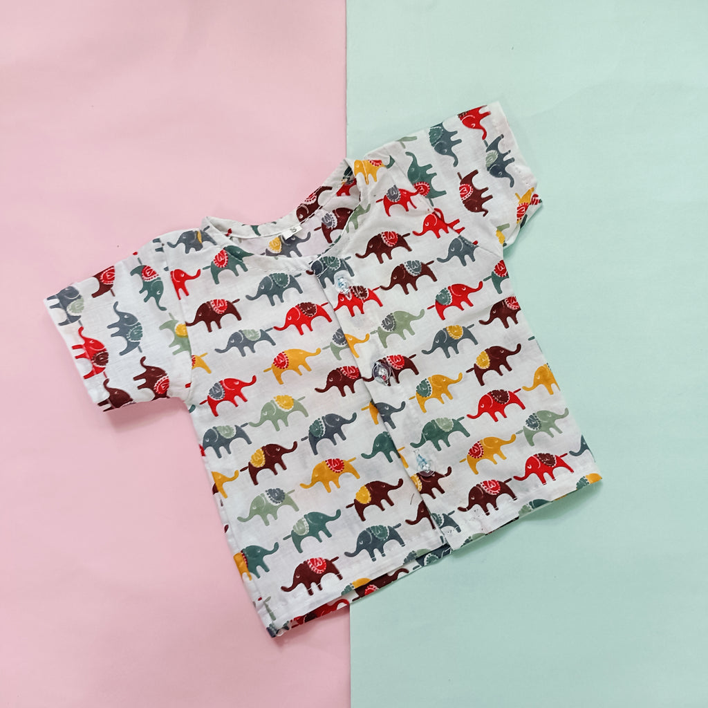 Cotton Front Open Jhabla | Car,Elephant, Flower | Pack of 3