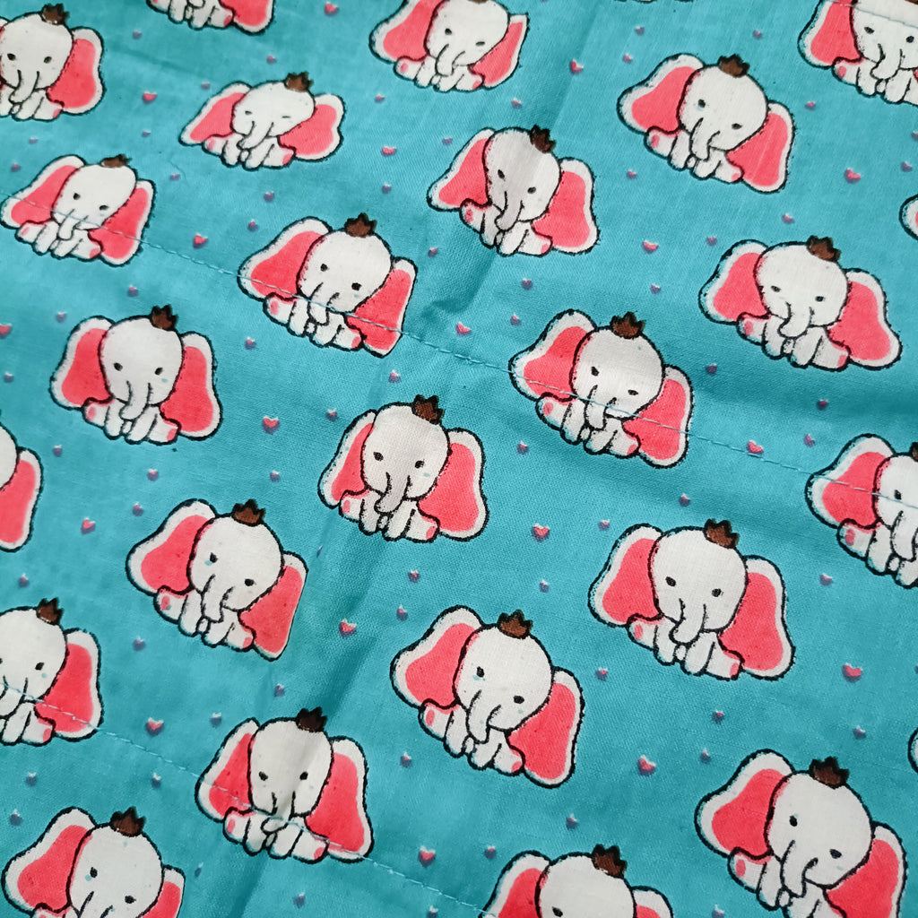 Jaipur Cotton Blanket |Sky blue Elephant