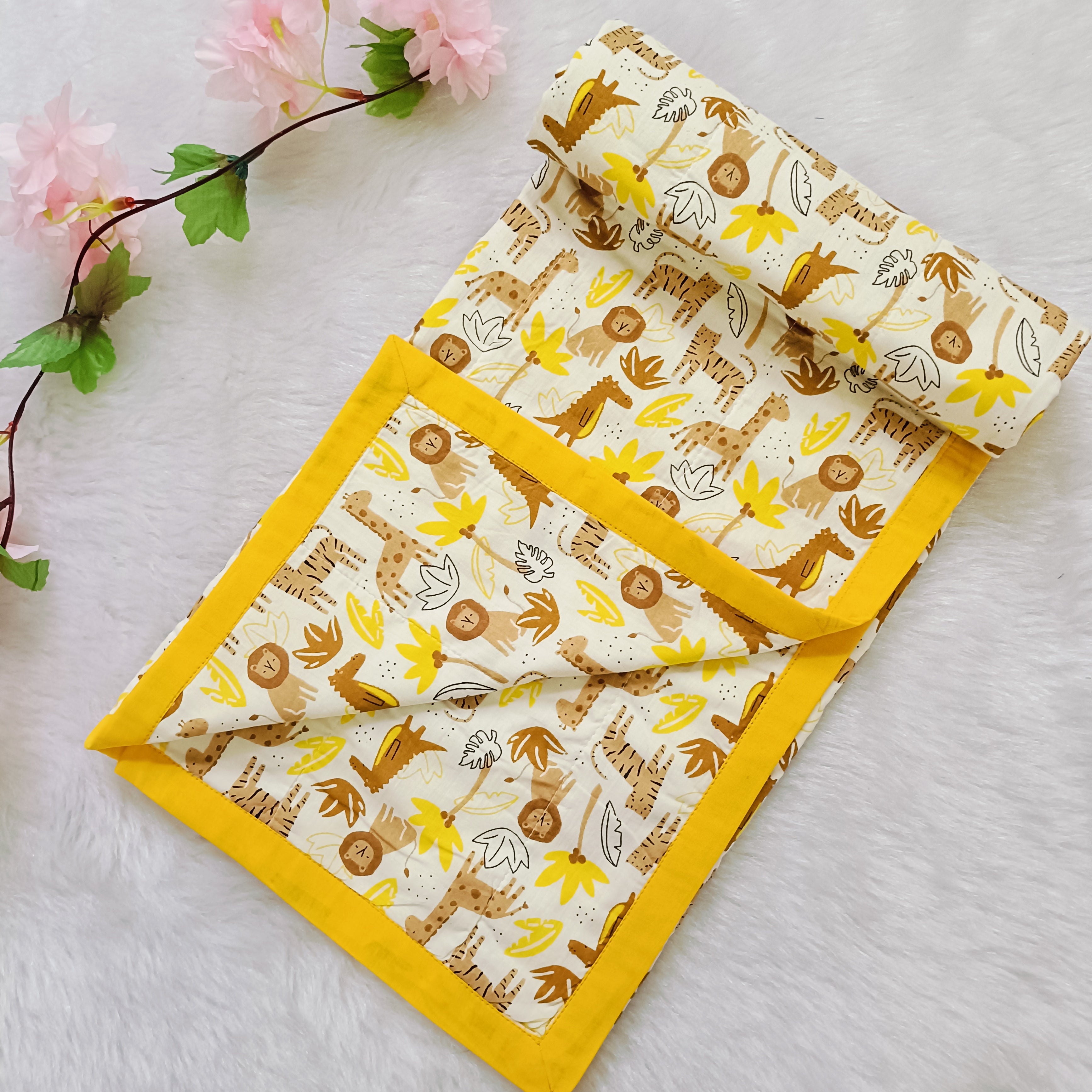 Jaipur Cotton Baby Blanket | Cream Animal