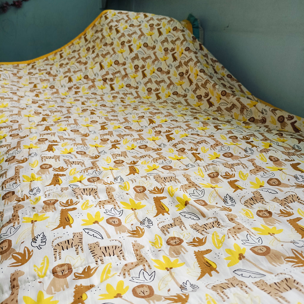 Jaipur Cotton Blanket | Cream Animal