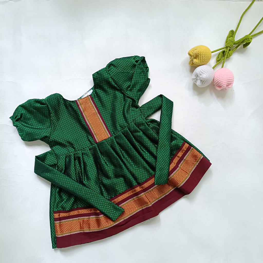 Ethnic dresses for baby girl | Green | Centre Stripe