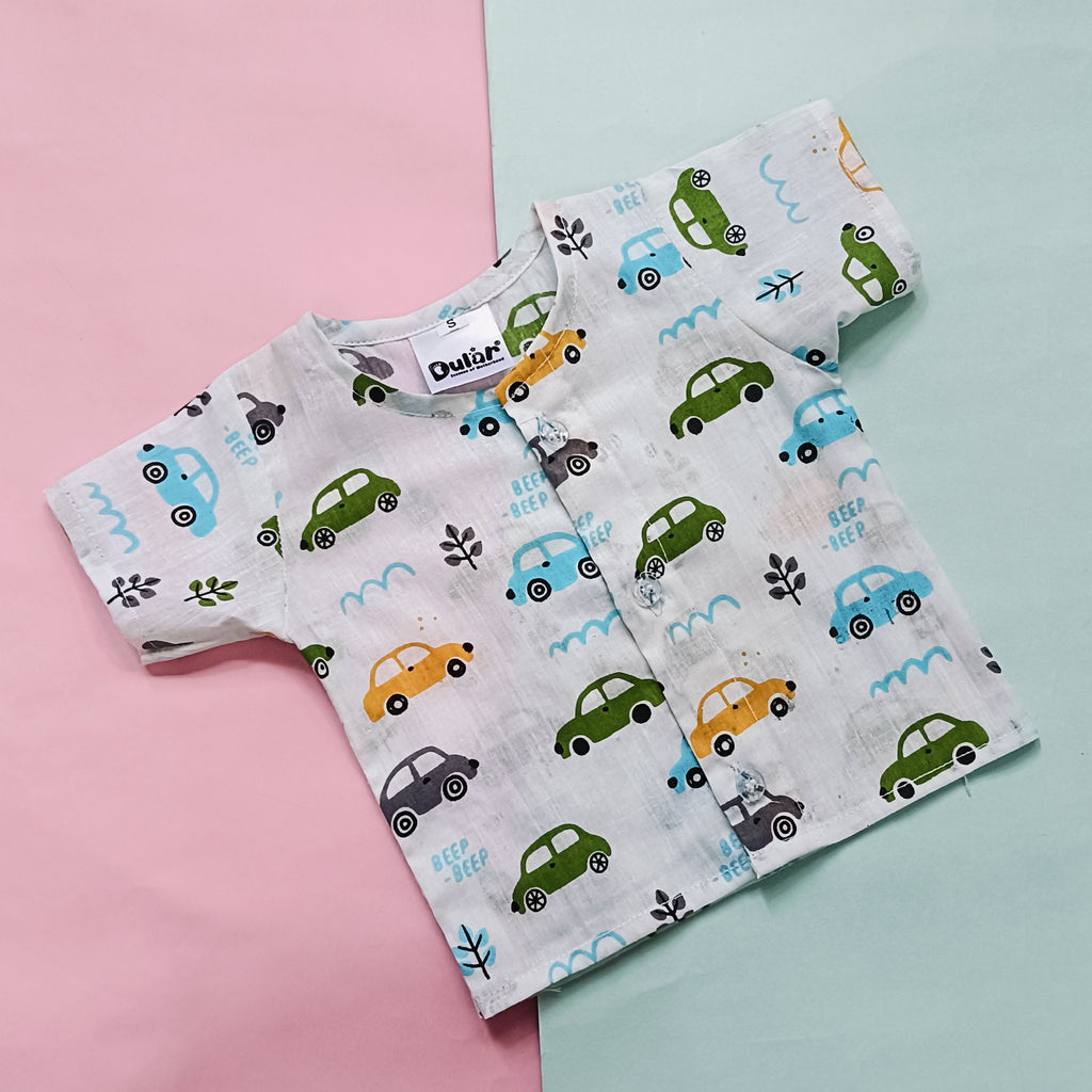 Cotton Front Open Jhabla | Car, Elephant, Fish | Pack of 3