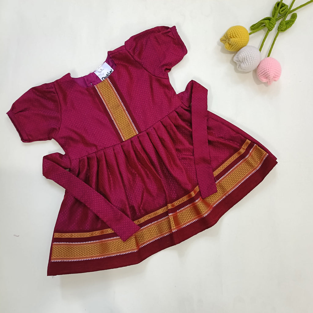 Ethnic dresses for baby girl | Rani pink | Centre Stripe