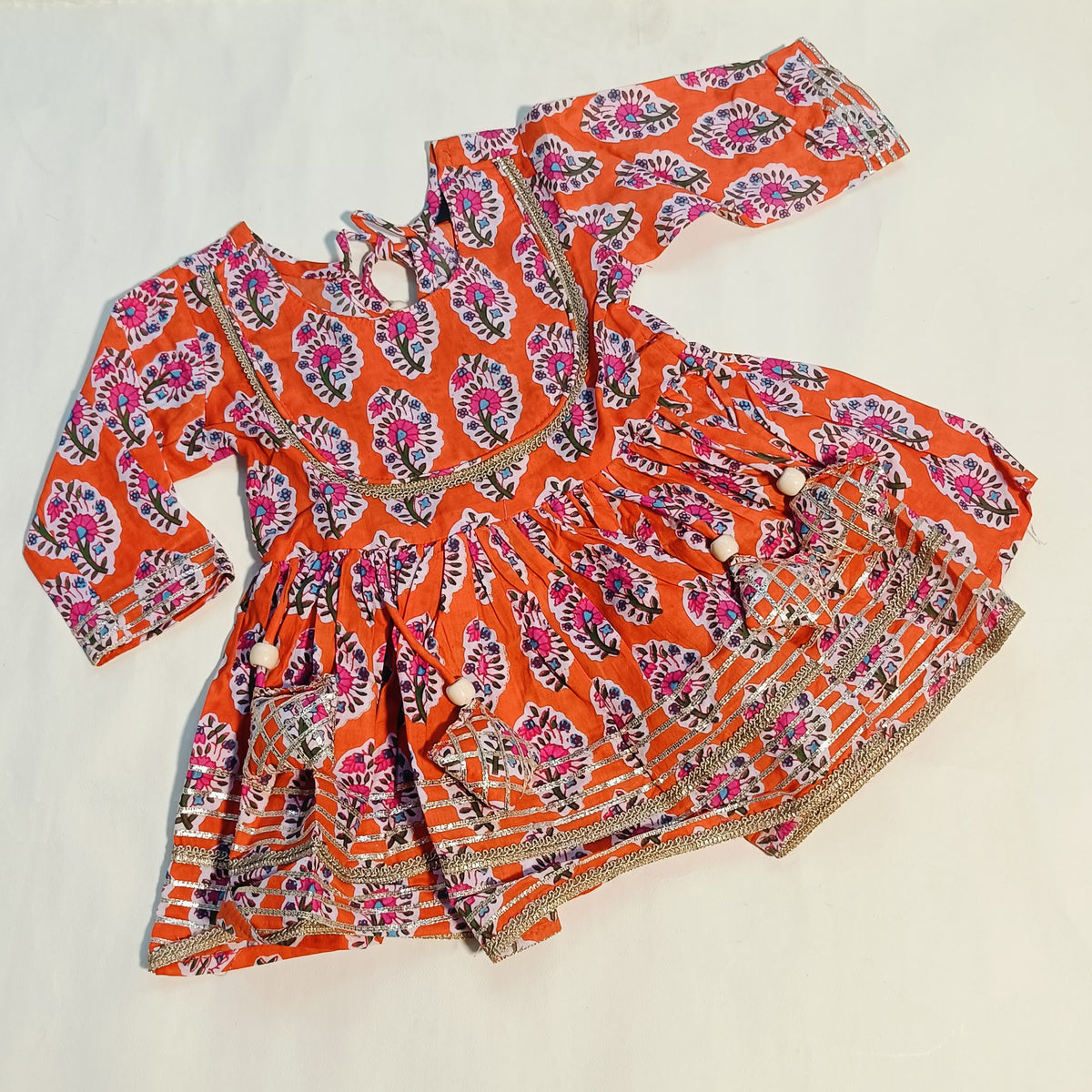 Kurta Set for Girls | Orange Floral