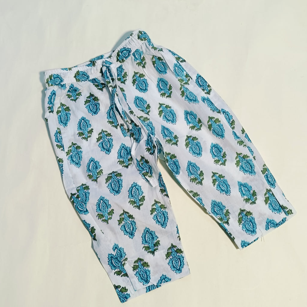 Ethnic Set for Girls | White & Blue Floral