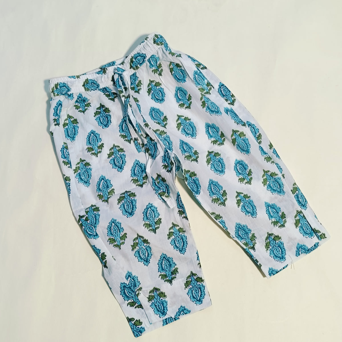 Ethnic Set for Girls | White & Blue Floral