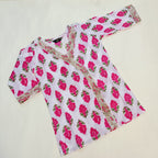 Kurta Set for Girls | White & Pink Flower With dupatta