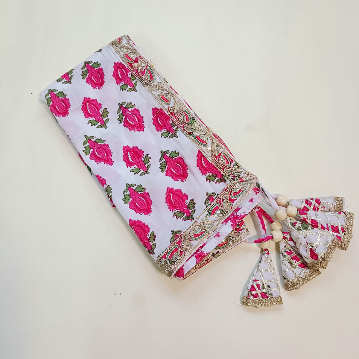 Kurta Set for Girls | White & Pink Flower With dupatta