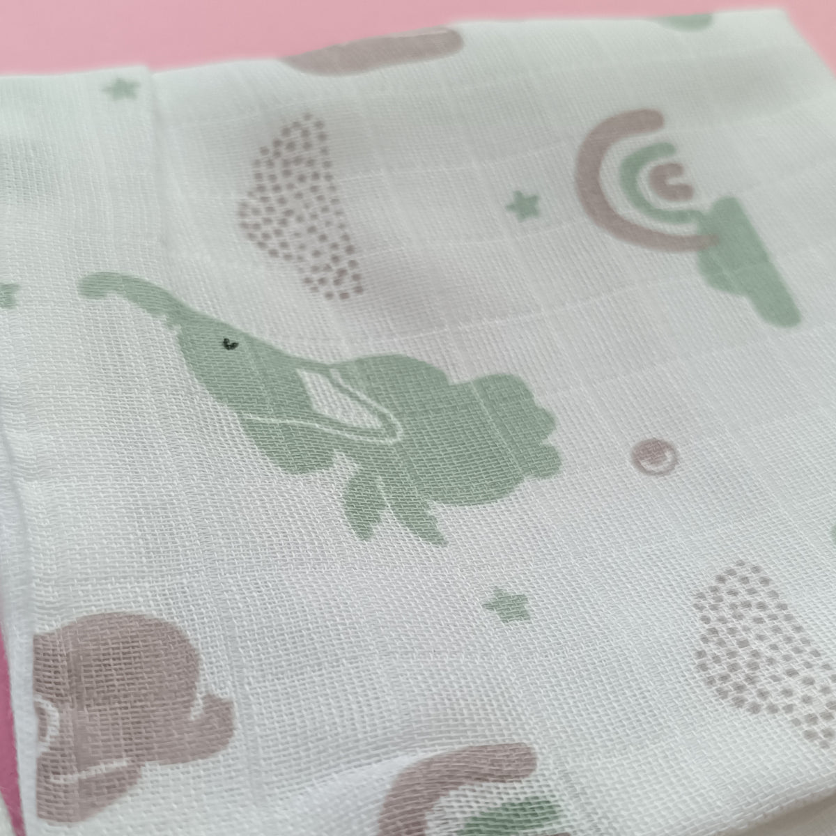 Muslin Cotton | Hanky | Number & Elephant | 3 Layered