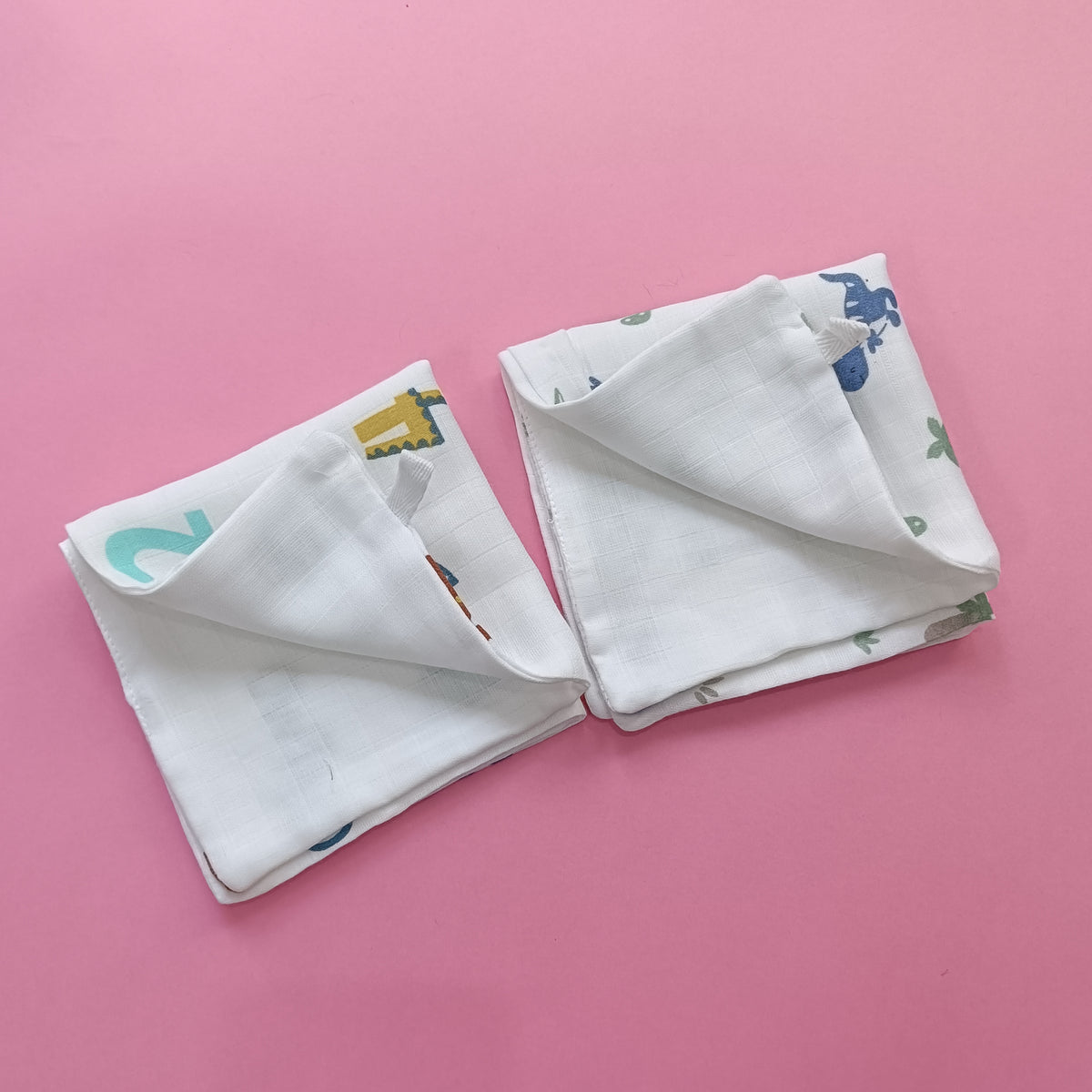 Muslin Cotton | Hanky | Dinosaur & Number | 3 Layered