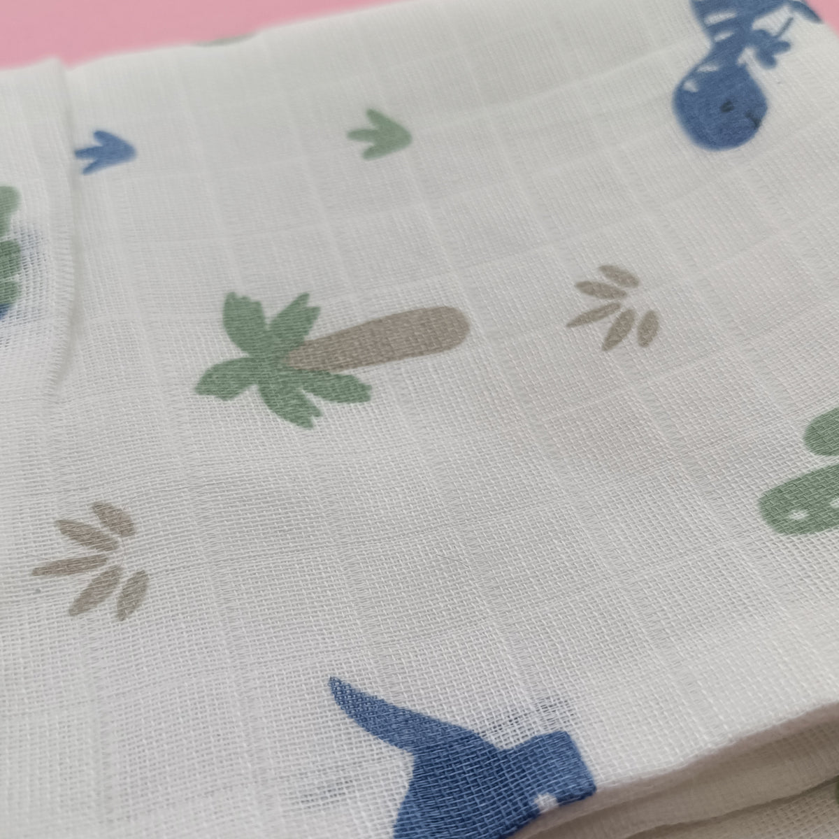 Muslin Cotton | Hanky | Dinosaur & Number | 3 Layered