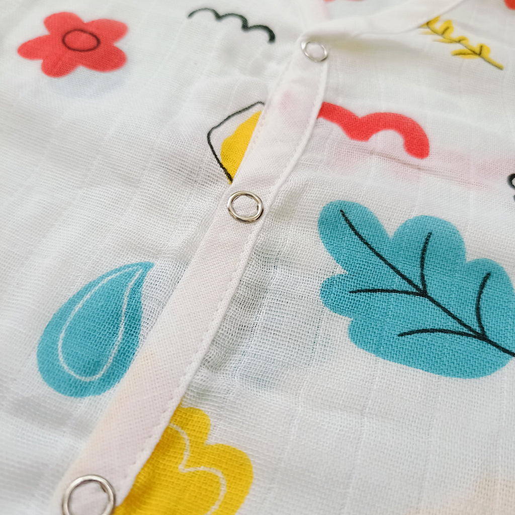 Muslin Front Open Jhabla | Sun & Floral (Pack of 2)