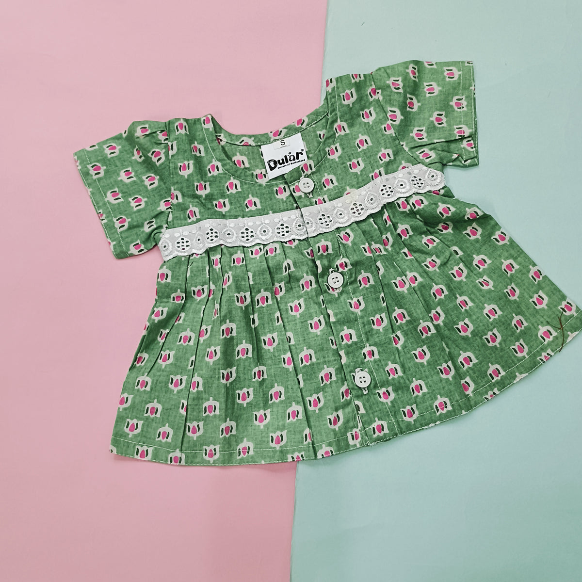 Baby Girl Jhabla | Pista Lotus, Mustard Lotus | Pack of 2