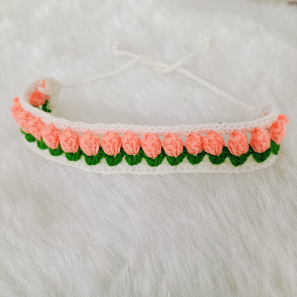 Crochet Hair Belt - Peach