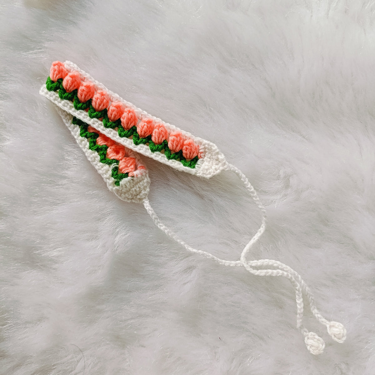 Crochet Hair Belt - Peach