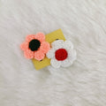 Crochet Flower Hair Clip- White & Peach