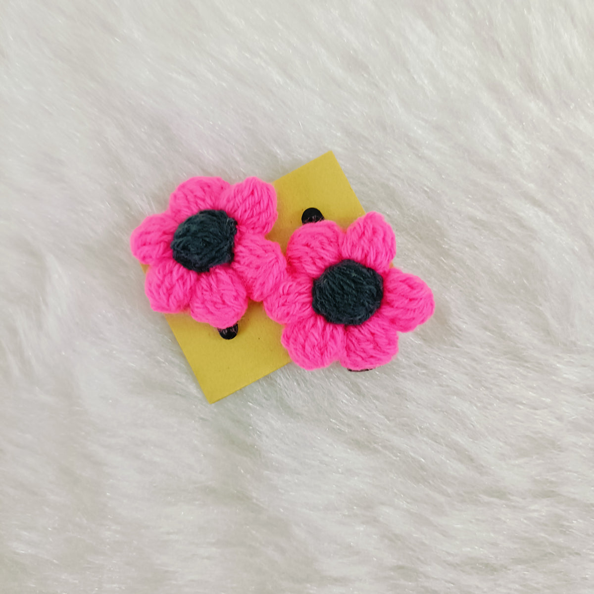 Crochet Flower Hair Clip- Pink