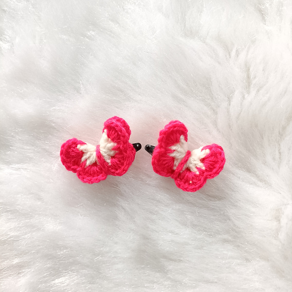 Crochet Butterfly Hair Clip-  Pink