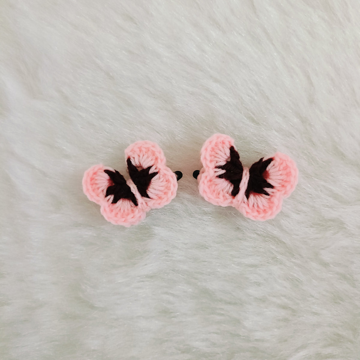 Crochet Butterfly Hair Clip-  Baby PInk