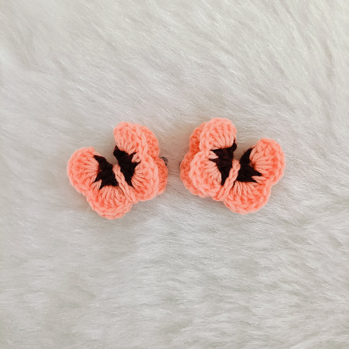 Crochet Butterfly Hair Clip-  Peach