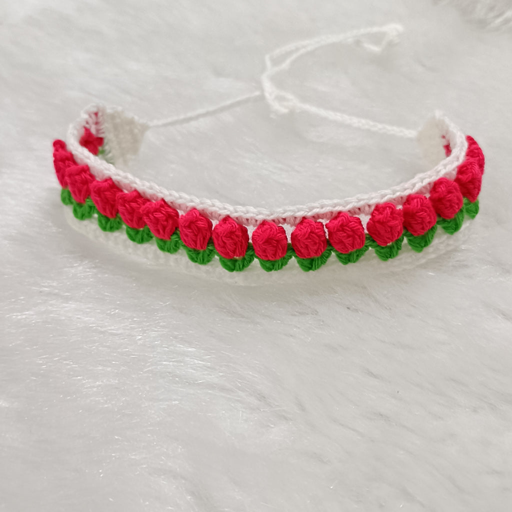Crochet Hair Belt - Dark Pink
