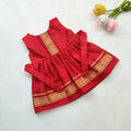 Ethnic dresses for baby girl | Red | Centre Stripe | Sleeveless