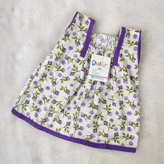Cotton Frock - Purple Flower