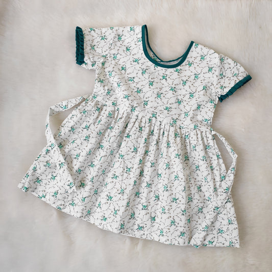 Cotton Frock - Green Flower