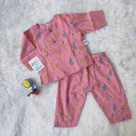 Jaipur Cotton Night Suits - Pink Cactus