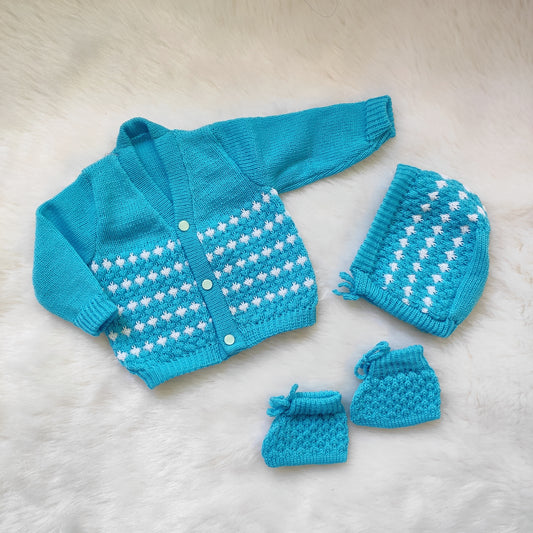 Tuck Sweater Set with Caps and Socks - Sky Blue