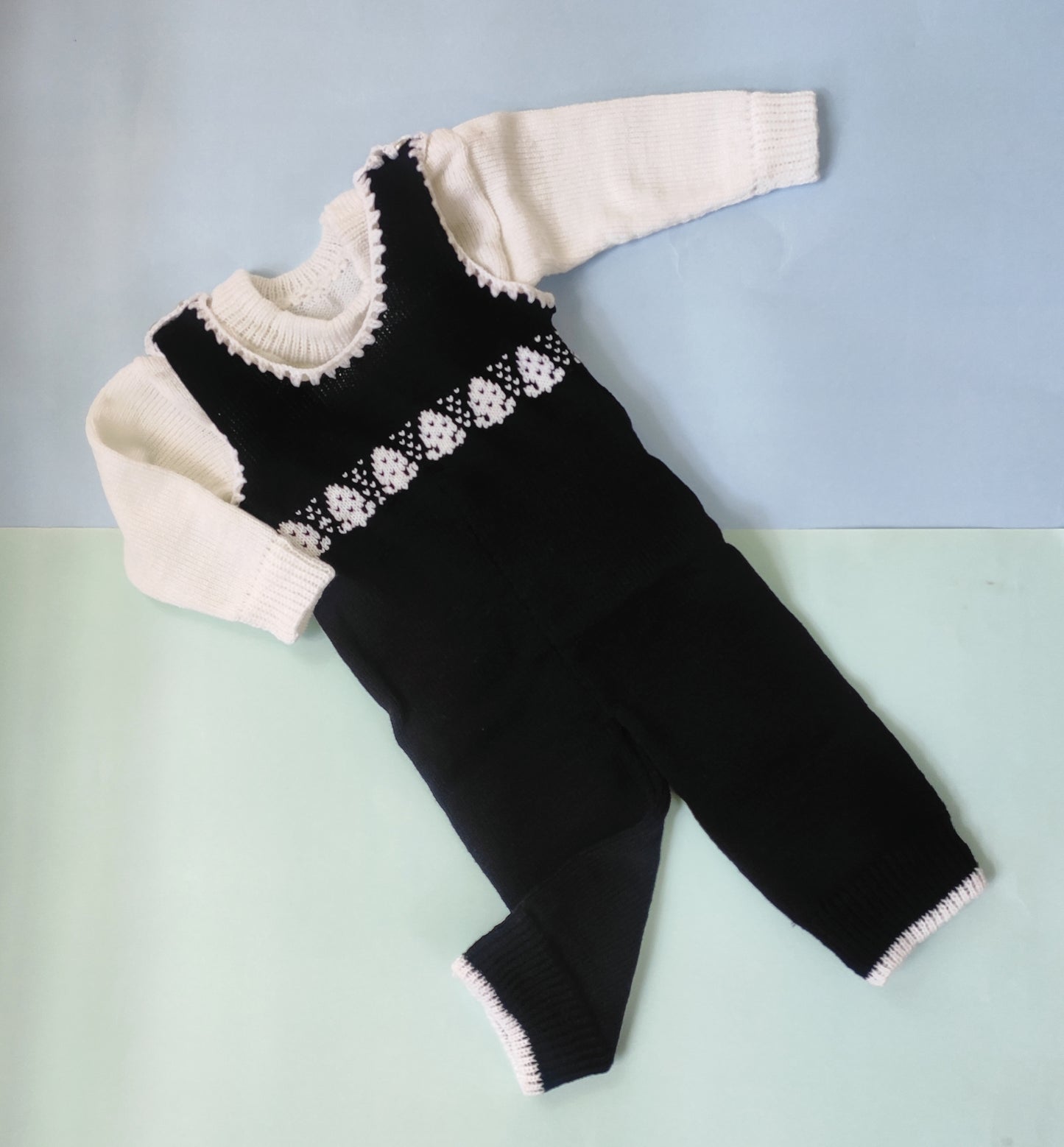 Woolen Romper - Black with Tree