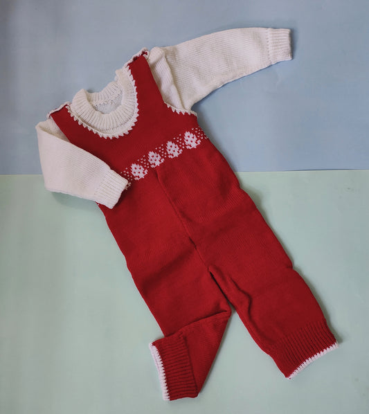 Woolen Romper - Red with Tree