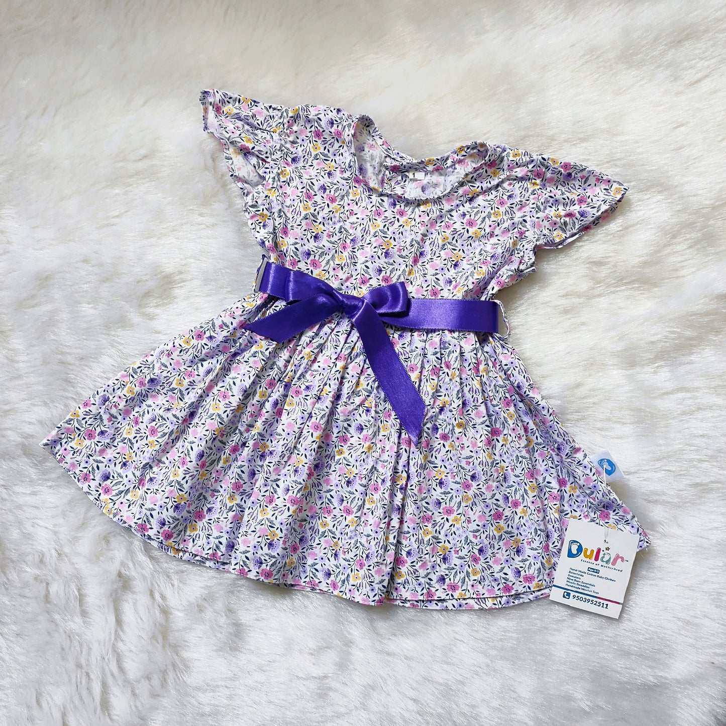 Cotton Frock - Purple Flower